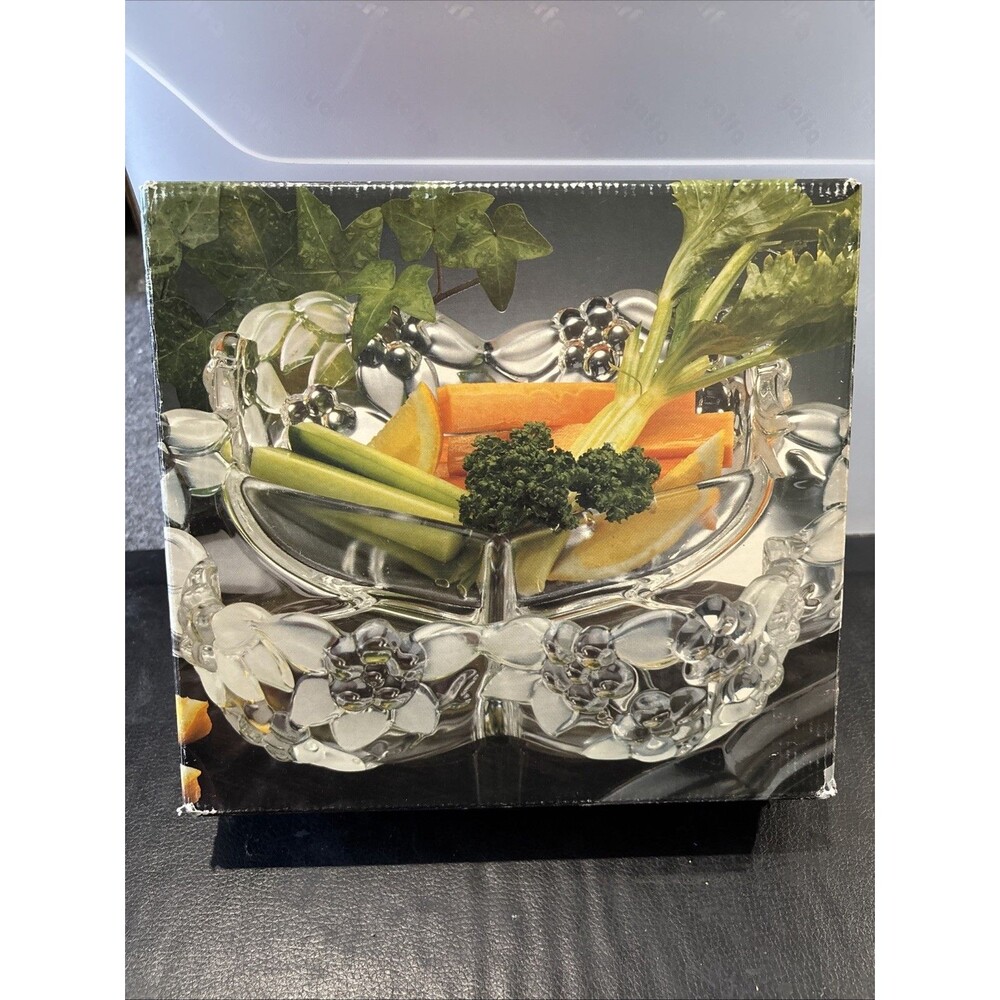Home Beautiful Divided Relish Dish Large 10.75 Crystal Walther Glas With Box